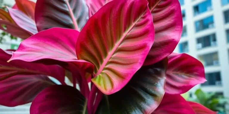 A orelha de elefante rosa é nativa da Ásia tropical e se destaca por suas folhas grandes e brilhantes.