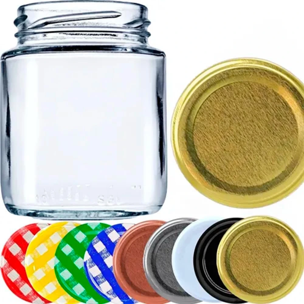 Kit 8 Potes Vidro Belem 210ml Tampa Lacre Para Velas Geleias Mel Conservas Alimentos (Tampa Dourada)