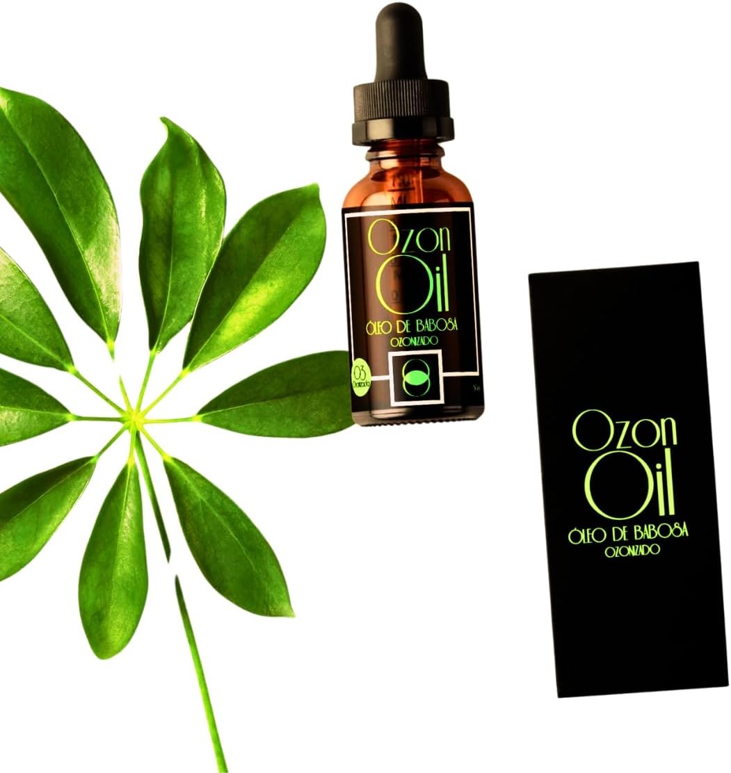 Óleo de Babosa Ozonizado Puro 50ml | Super Concentrado Vidro Âmbar Premium Hidratação & Renovação Natural | Vegano & 100% Natural