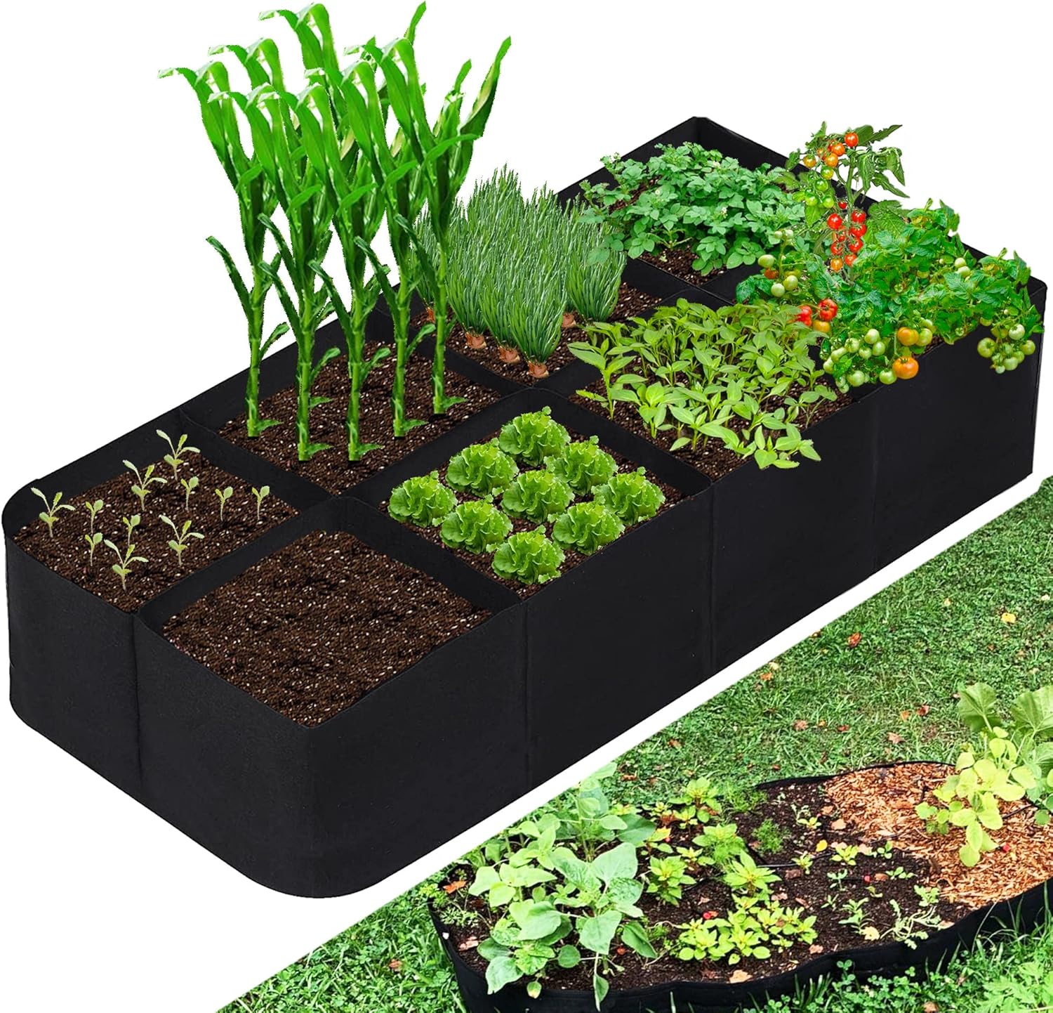 canteiros elevados de 8 x 1,8 m para cultivo de vegetais, batatas e flores, recipiente retangular para jardinagem