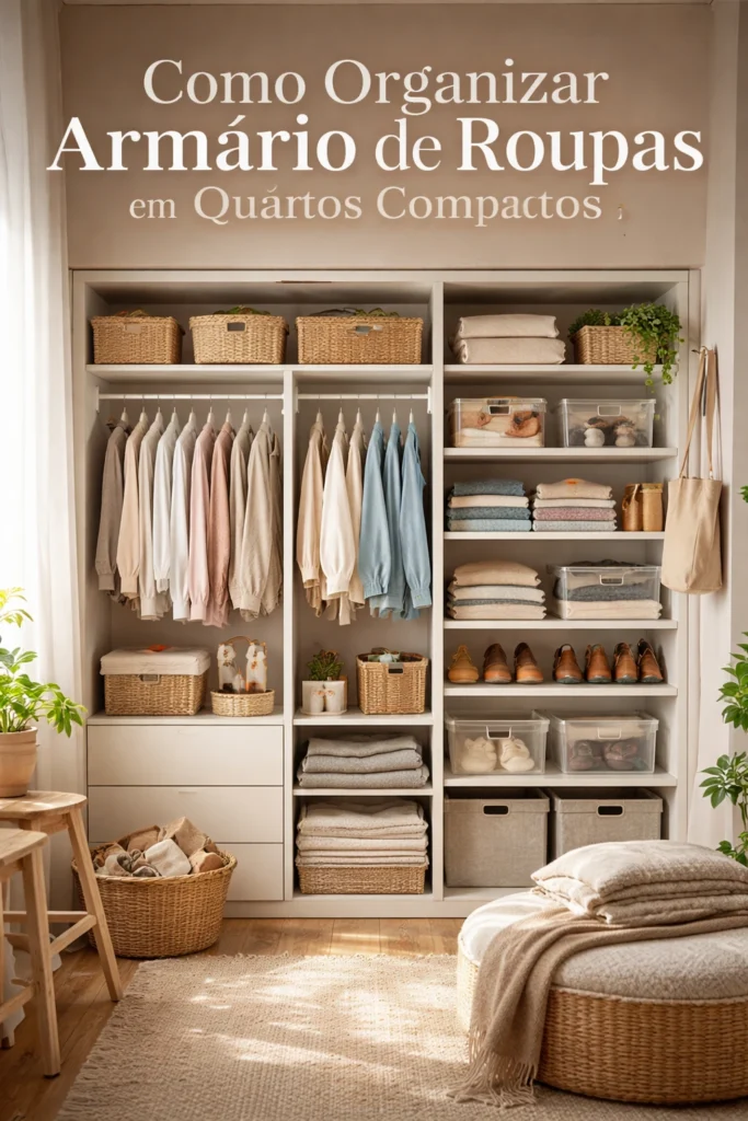 Como organizar armário de roupas em quartos compactos usando sistemas modulares, prateleiras ajustáveis e dobragem vertical Veja as ideias!