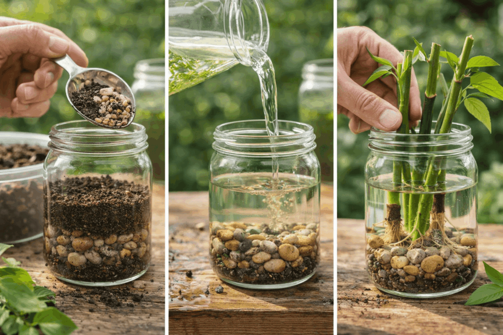 Descubra como transformar água verde em um biossistema que acelera o enraizamento de estacas com microrganismos, oxigênio e hormônios.