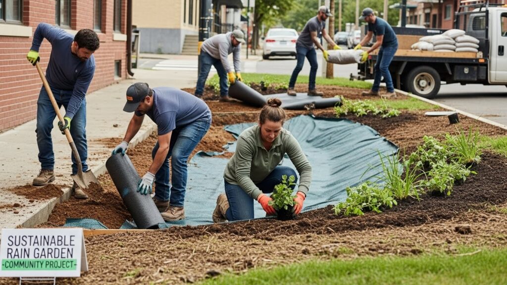 Aprenda a criar um jardim de chuva para áreas alagadas com plantas filtrantes, técnicas de drenagem sustentável e soluções práticas!