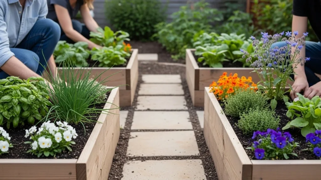 Paisagismo com plantas comestíveis para quintais compactos em canteiros elevados revela segredos fáceis para colher mais em pouco espaço.