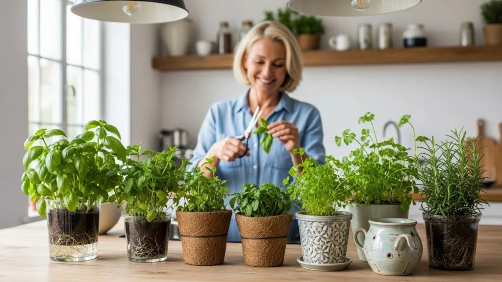 Guia passo a passo para criar horta de ervas na cozinha em espaços reduzidos com vasos suspensos e irrigação automática. É Sensacional!