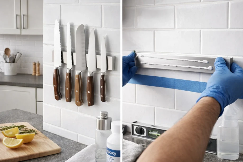 Faça você mesmo suporte magnético para facas sem furar azulejo passo a passo com materiais baratos, truques fáceis e resultado em minutos.