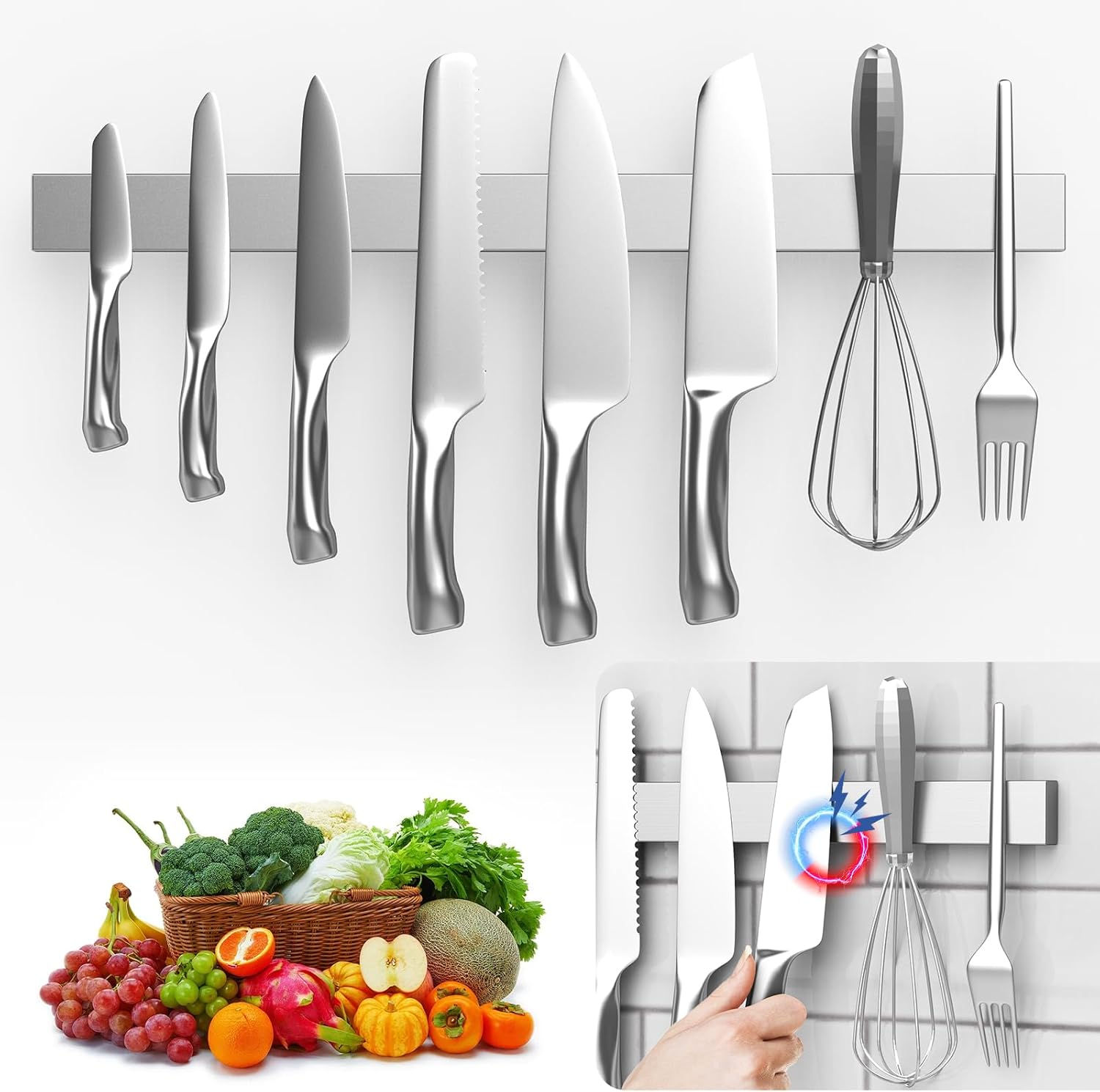 Suporte magnético para facas 40 cm Sucção super forte Utensílios de cozinha Suporte para guardar facas