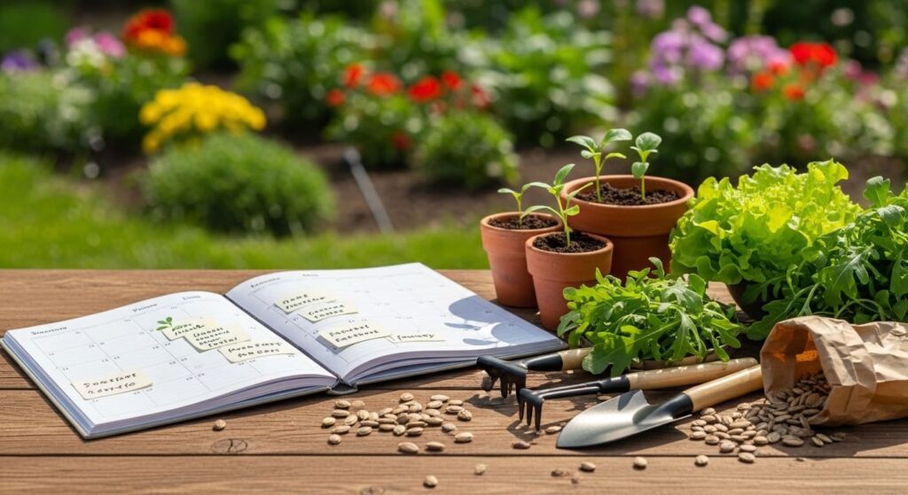 "Calendário de plantio completo para foodscaping no Brasil. Descubra o que plantar em cada mês. Uma Tabela prática por região."