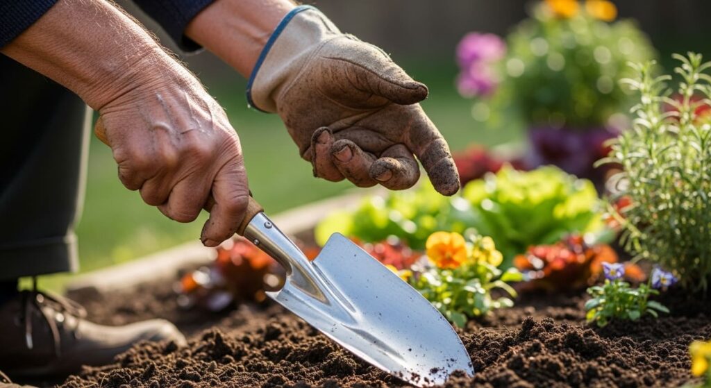 "Faça você mesmo sua Lojinha de Ferramentas essenciais para o jardim comestível: pá, tesoura e mais. Aprenda a escolher, cuidar e economizar."