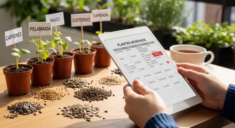 "Calendário de plantio completo para foodscaping no Brasil. Descubra o que plantar em cada mês. Uma Tabela prática por região."