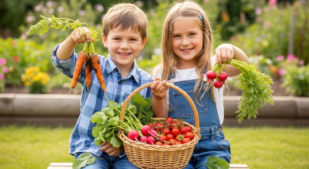 "Descubra como criar uma horta para crianças: atividades divertidas, plantas ideais, dicas de segurança e brincadeiras para colher em família."