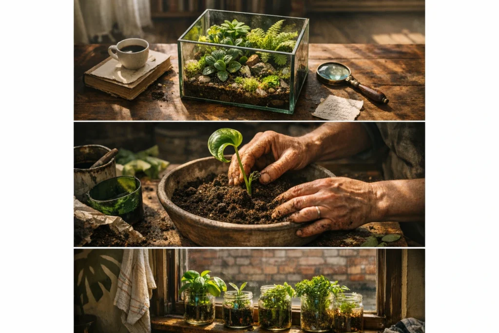 "Paisagismo natural dentro de casa: aprenda a levar a natureza para sala, cozinha, varanda e escritório com projetos práticos e fáceis de fazer."