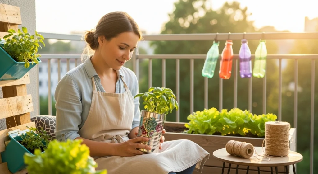 "Com as próprias mãos, aprenda 5 projetos DIY para foodscaping: jardim vertical, vaso decorado, canteiro elevado e treliça. Transforme sua casa!"