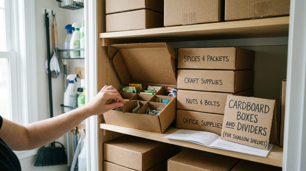 "Aprenda como organizar a despensa usando materiais reciclados como potes de vidro, caixas de papelão e latas. Ideias baratas e sustentáveis"