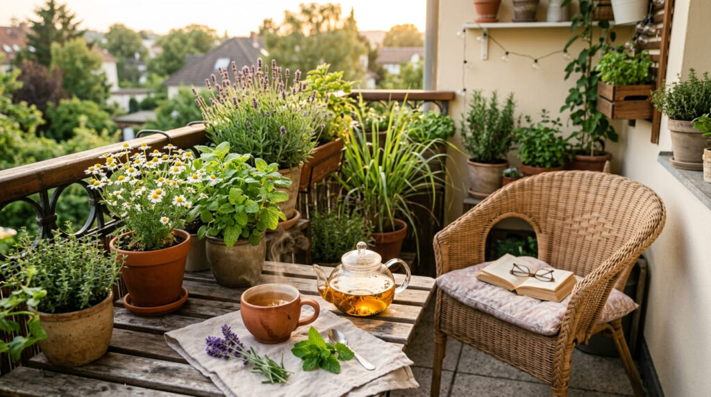 "Aprenda a criar um jardim de chás em casa com 5 plantas que aliviam o estresse. Cultive, colha e prepare o 'Chá do Acalanto para paz."