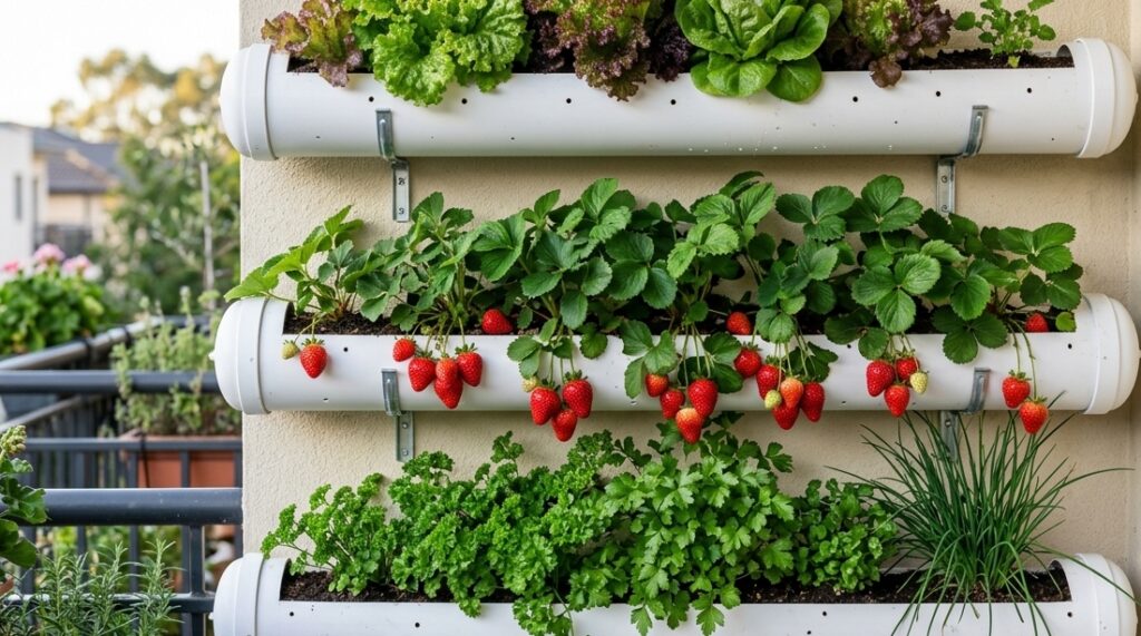 Jardim Suspenso com Canos de PVC – Sistema Modular de Baixo Custo 1 Aprenda a fazer um jardim suspenso com canos de PVC: passo a passo completo, plantas e como lucrar com seu sistema modular de baixo custo.