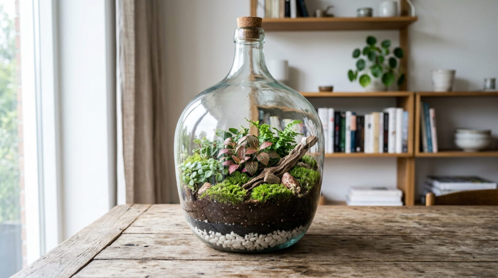 Aprenda a fazer terrários gigantes em garrafas de vidro: passo a passo, materiais, e como lucrar com mini paisagens fáceis de vender!