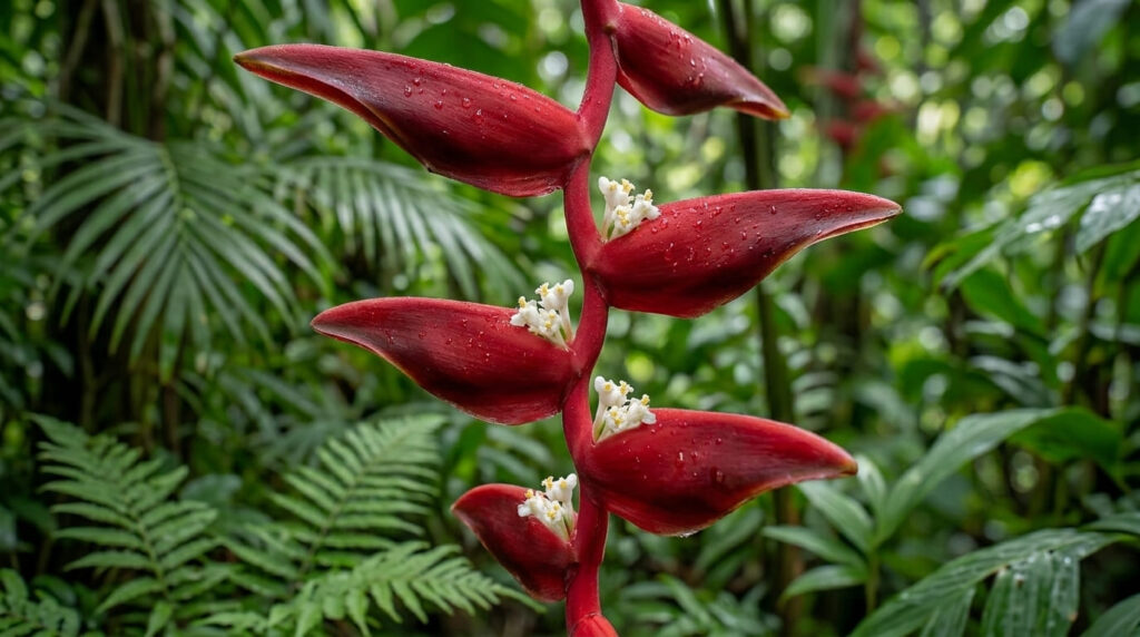 Conheça a Helicônia: flor pendente da Amazônia que atrai beija-flores e vive em simbiose com formigas. Aprenda para cultivar em casa hoje!