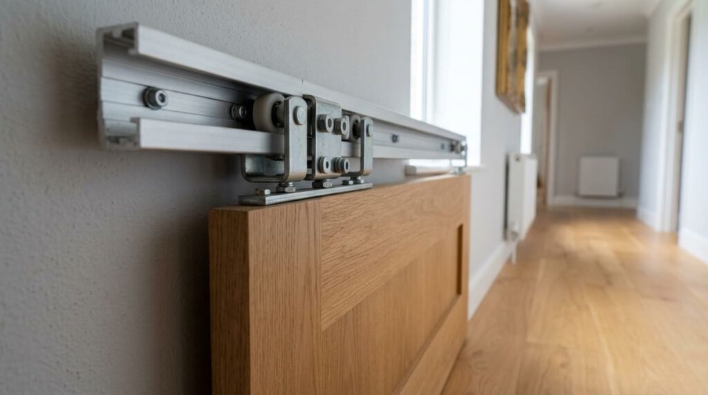 Porta Suspensa de Correr: Por que Ela É a Escolha das Casas Modernas (e Por que Você Também Deveria Ter uma) 4 "Descubra por que a porta suspensa de correr é a escolha das casas modernas. Economia de espaço, design clean e sem trilho no chão. "