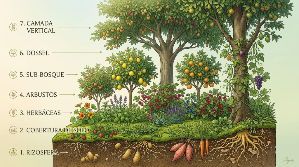 Food forest em casa: A maioria das plantas em uma food forest é comestível, medicinal ou ornamental plantada para às necessidades humanas...