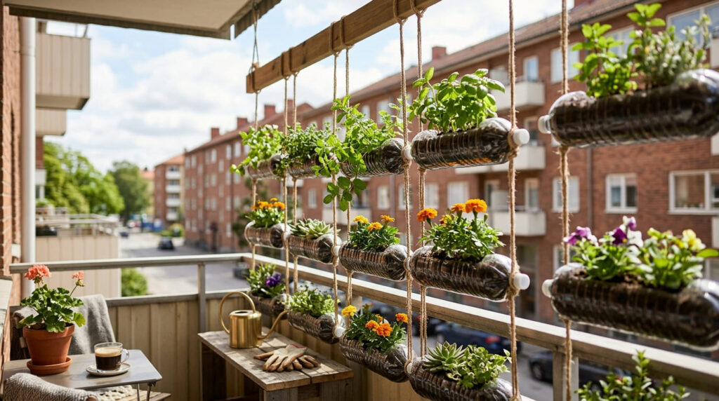 Horta Suspensa com Garrafas PET: Guia Completo de DIY para Apartamentos e Espaços Pequenos 1 Saiba quais as melhores espécies para hortas verticais em PET são as que gostam de meia-sombra e têm raízes compactas