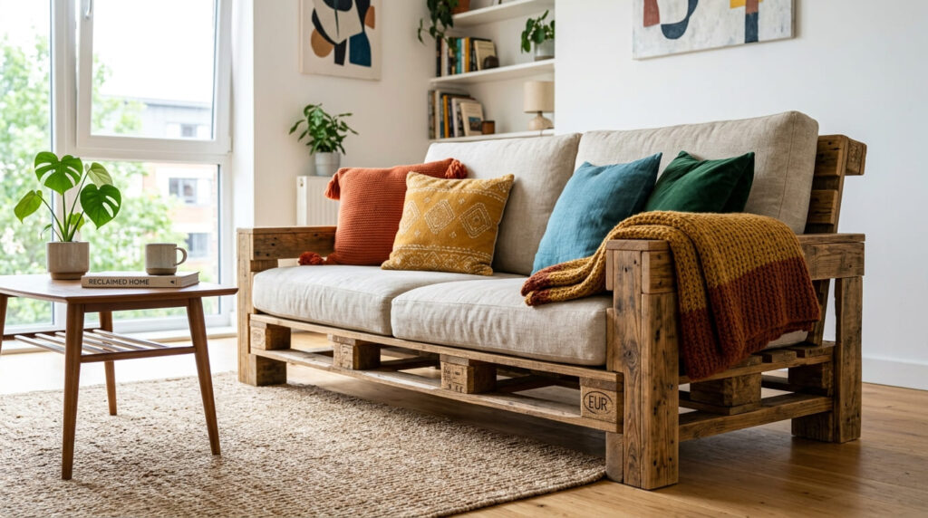 Móveis de Paletes para Jardim: Como Fazer um Sofá-cadeira com Madeira Reciclada (DIY Passo a Passo) 2 Aprenda fazer você mesma os Móveis de Paletes para Jardim: Como Fazer um Sofá-cadeira com Madeira Reciclada. Dicas de Ouro!