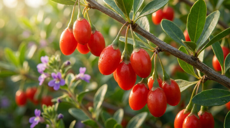 Goji berry: benefícios para visão e imunidade, valor nutricional e guia de cultivo no Brasil, com solo, clima, poda e regras da ANVISA.